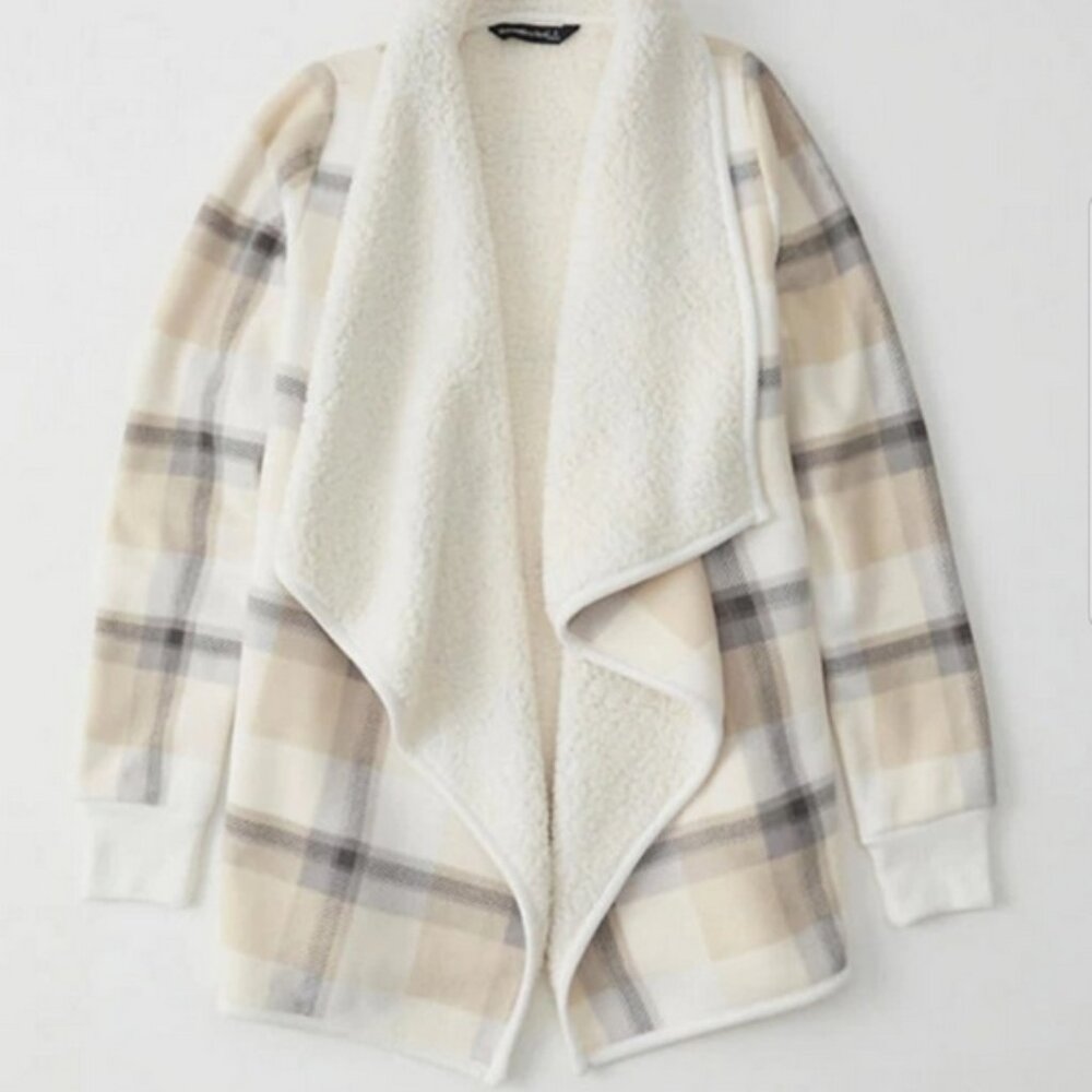 Abercrombie Sherpa Fleece Open Front Cardigan - image 1